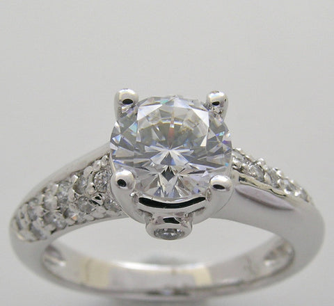 UNIQUE FEMININE ROUND DIAMOND ENGAGEMENT RING SETTING