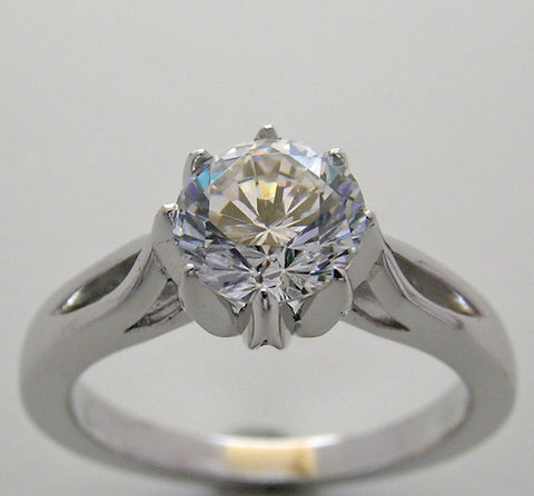 PRETTY SOLITAIRE ENGAGEMENT RING SETTING FOR ROUND STONE