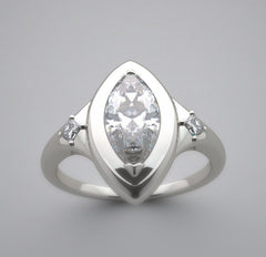 DESIGNER MARQUISE SHAPE RING SETTING WITH DIAMOND ACCENTS