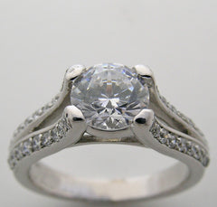 SPLIT SHANK DIAMOND ACCENT ENGAGEMENT RING OR RE-MOUNT SETTING