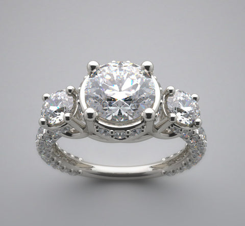 SPECIAL THREE STONE DIAMOND ENGAGEMENT BRIDAL RING SETTING