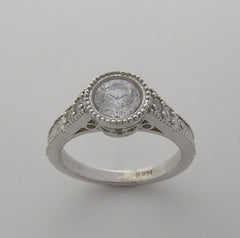 ENGAGEMENT RING SETTING MIL GRAIN MIL GRAIN DESIGN DIAMOND ACCENTS AND DETAILS