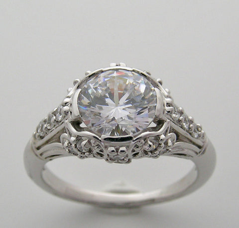 BEAUTIFUL ART DECO ANTIQUE STYLE DIAMOND ACCENT ENGAGEMENT RING SETTING OR RE-MOUNT