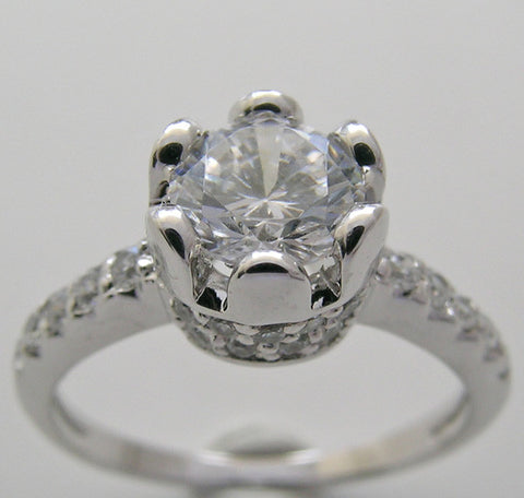 UNIQUE TULIP DESIGN SOLITARE ENGAGEMENT RING SETTING WITH DIAMOND ACCENTS