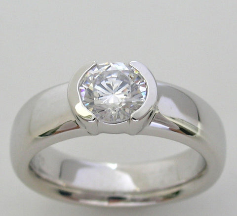 ELEGANT SEMI BEZEL SET DIAMOND ENGAGEMENT RING SETTING OR REMOUNT RING