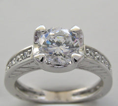 TRADITIONAL ENGRAVED ROUND DIAMOND ENGAGEMENT RING SETTING