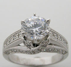 IMPORTANT TRELLIS DESIGN PAVE DIAMOND ENGAGEMENT RING SETTING