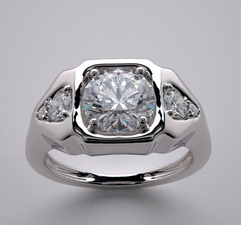 THREE STONE DIAMOND ACCENT ENGAGEMENT RING SETTING