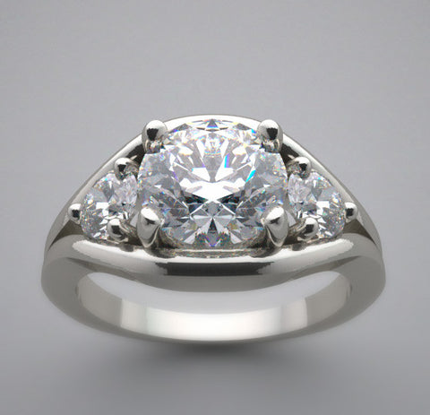 CHARMING ELEGANT THREE STONE DIAMOND ENGAGEMENT RING SETTING