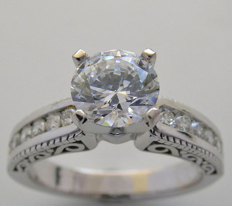 PRETTY DIAMOND DETAIL ACCENT ENGAGEMENT RING SETTING WITH PIERCED WORK