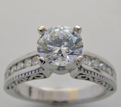 PRETTY DIAMOND DETAIL ACCENT ENGAGEMENT RING SETTING WITH PIERCED WORK