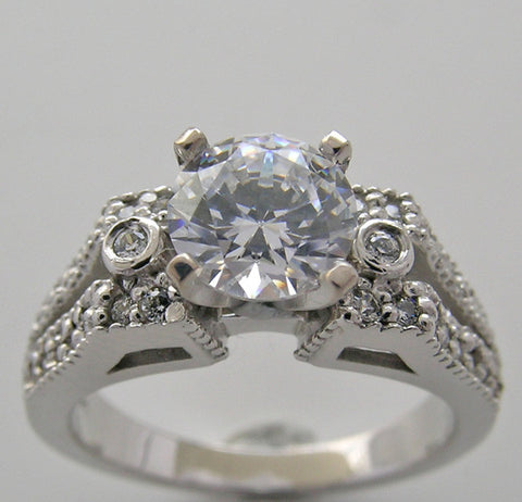 LAVISH ENGAGEMENT RING SETTING FEMININE DESIGN AND DIAMOND DETAIL ACCENTS