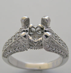 RING SETTINGS ANTIQUE ART DECO STYLE MIL GRAIN DIAMOND ACCENTS