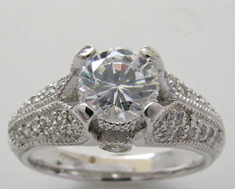 UNUSUAL FVEMININE PAVE DIAMOND ENGAGEMENT RING SETTING