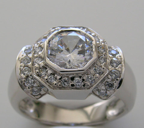 ANTIQUE STYLE UNIQUE DIAMOND ACCENT ENGAGEMENT RING SETTING