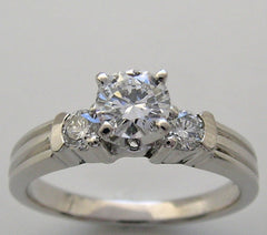 PRETTY FEMININE THREE STONE DIAMOND ENGAGEMENT RING SETTING