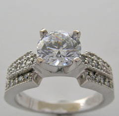 INTERESTING RING SETTING PAVE DIAMOND ACCENTS GOLD OR PLATINUM