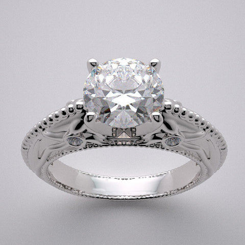 DESIGNER ENGAGEMENT RING SETTING FLORAL AND DIAMOND DETAILS