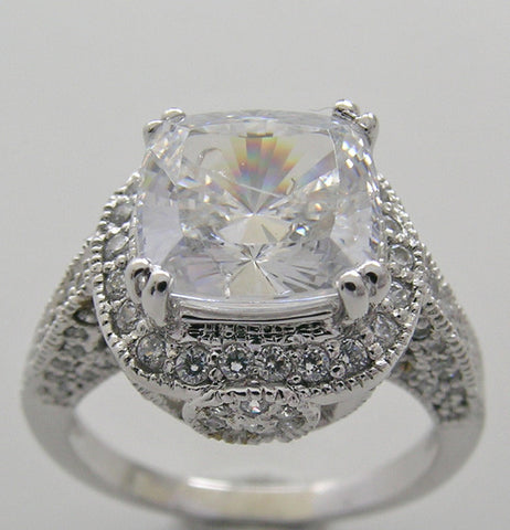 ANTIQUE ART DECO STYLE CUSHION CUT LARGE DIAMOND ACCENT RING SETTING