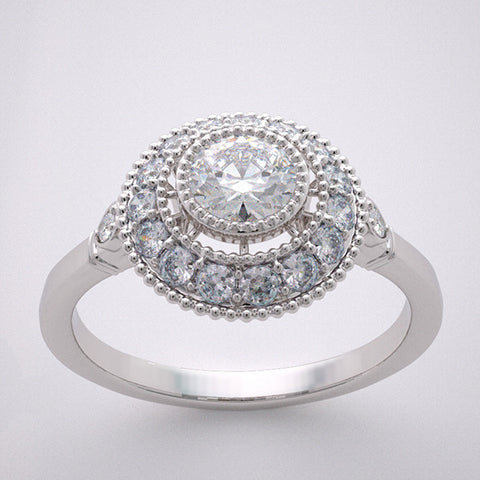 FEMININE DIAMOND ACCENT ENGAGEMENT RING SETTINGS MIL GRAIN DETAILS