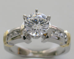 CHARMING DIAMOND DETAILED TWO TONE GOLD ENGAGEMENT RING REMOUNT SETTING