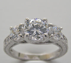 UNIQUE THREE STONE DIAMOND ENGAGEMENT RING SETTING