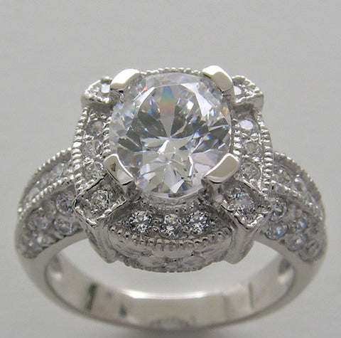 ANTIQUE STYLE ENGAGEMENT RING SETTING WITH DIAMOND ACCENTS