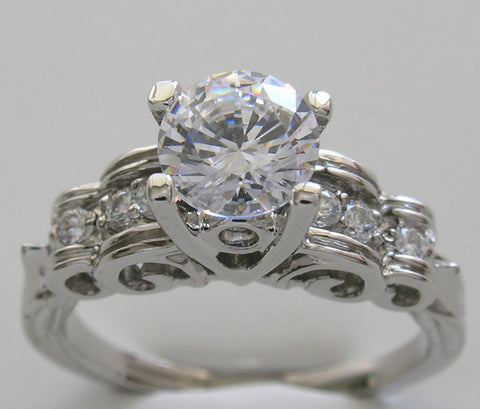 ART DECO ANTIQUE STYLE DIAMOND RIBBON DESIGNED ENGAGEMENT RING SETTING