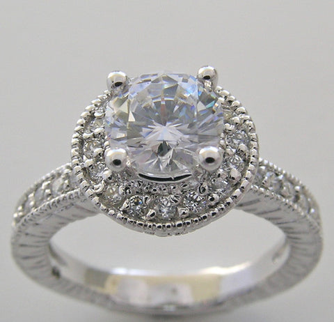 DIAMOND HALO ACCENT ENGAGEMENT RING SETTING