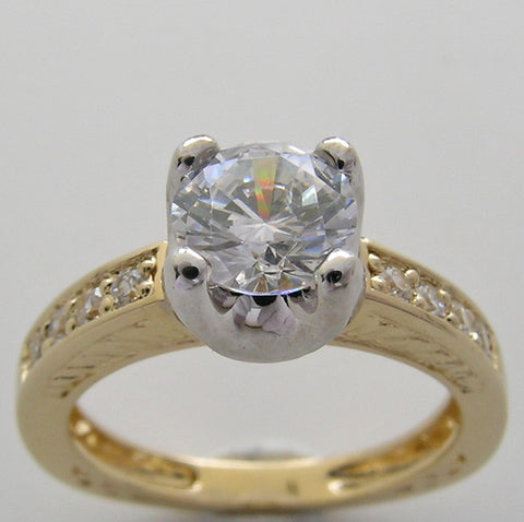 BASIC TRADITIONAL ROUND DIAMOND ACCENT ENGAGEMENT RING SETTING