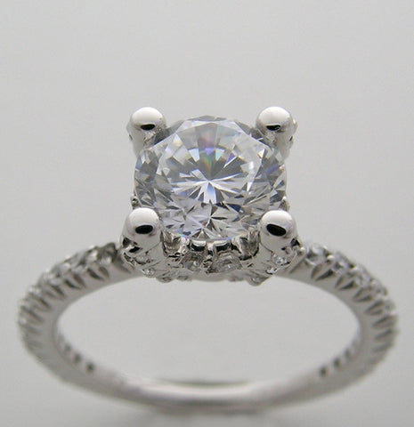 CHARMING DAINTY SOLITAIRE DIAMOND ACCENT ENGAGEMENT RING SETTING