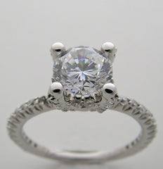 CHARMING DAINTY SOLITAIRE DIAMOND ACCENT ENGAGEMENT RING SETTING