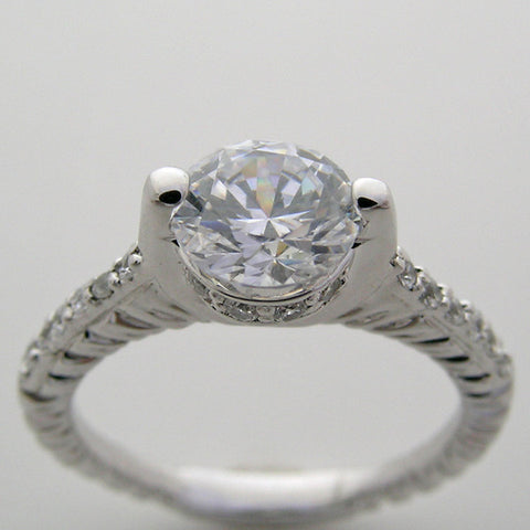 FEMININE ENGAGEMENT RING SETTING WITH DIAMOND SHANK