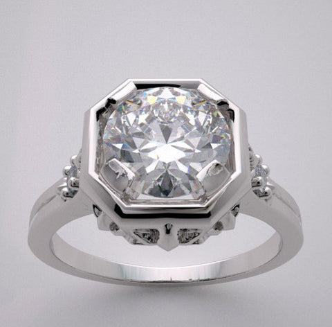 SPECIAL ART DECO STYLE FEMININE RING SETTING PRETTY DIAMOND DETAILS