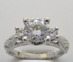 ART NOUVEAU ANTIQUE STYLE ENGRAVED ENGAGEMENT RING SETTING