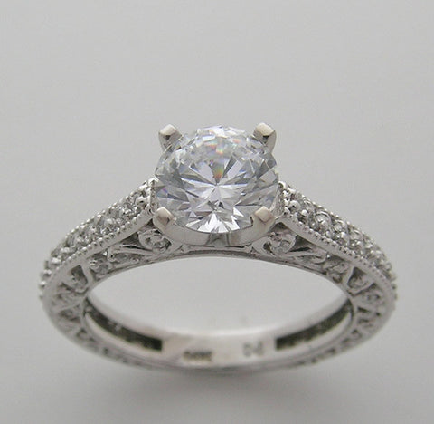 ENGAGMENT RING SETTING WITH ELEGANT DIAMOND ETERNITY SHANK