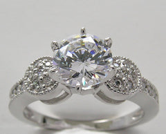 FEMININE MILL GRAINED DIAMOND ENGAGEMENT RING SETTING OR REMOUNT