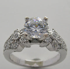 ENGAGEMENT RING SETTING OR REMOUNT FEMININE PAVE DIAMOND DETAILING