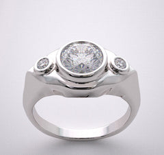 INTERESTING THREE STONE DIAMOND ENGAGEMENT RING SETTING