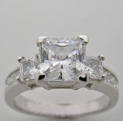 THREE STONE PRINCESS CUT DIAMOND ACCENT RING SETTING