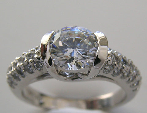 UNIQUE PAVE DIAMOND SEMI BEZEL ENGAGEMENT RING SETTING