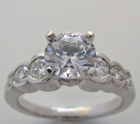 SPECIAL SCALLOPED EDGE DIAMOND SET ENGAGEMENT RING SETTING