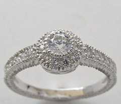 CHARMING PETITE HALO DESIGN ANTIQUE STYLE DIAMOND ENGAGEMENT RING SETTING