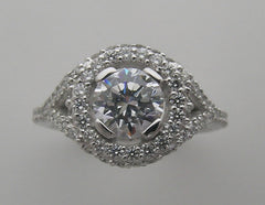 UNIQUE DIAMOND RING SETTING FLUSH DIAMOND HALO