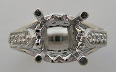 UNIQUE ANTIQUEART DECO STYLE CROWN DESIGN DIAMOND ACCENTED ENGAGEMENT RING SETTING