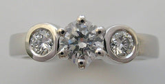 ELEGANT BEZEL AND PRONG SET THREE STONE DIAMOND RING SETTING