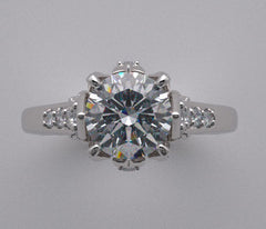 DESIGNER CROWN MOTIF ENGAGEMENT RING SETTING WITH ACCENT DIAMONDS