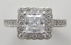 UNUSUAL HALO ACCENT PRINCESS CUT DIAMOND ENGAGEMENT RING SETTTING