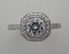 UNUSUAL ANTIQUE STYLE OCTOGNAL HALO DESIGN DIAMOND RING SETTING