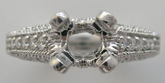 RING SETTINGS ANTIQUE ART DECO STYLE MIL GRAIN DIAMOND ACCENTS